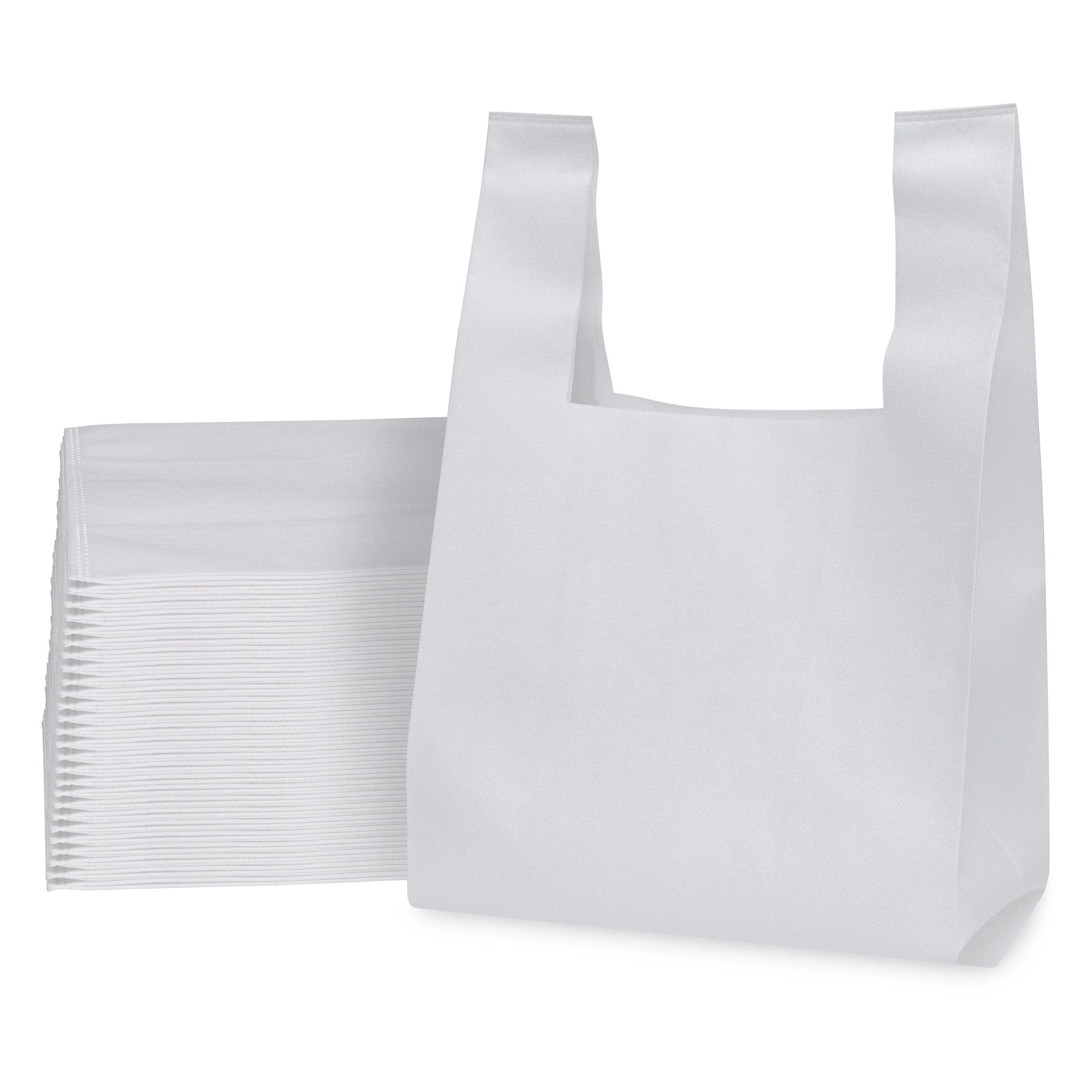 12x7x21 Bulk White Heat Sealed Reusable Fabric T Shirt Bags