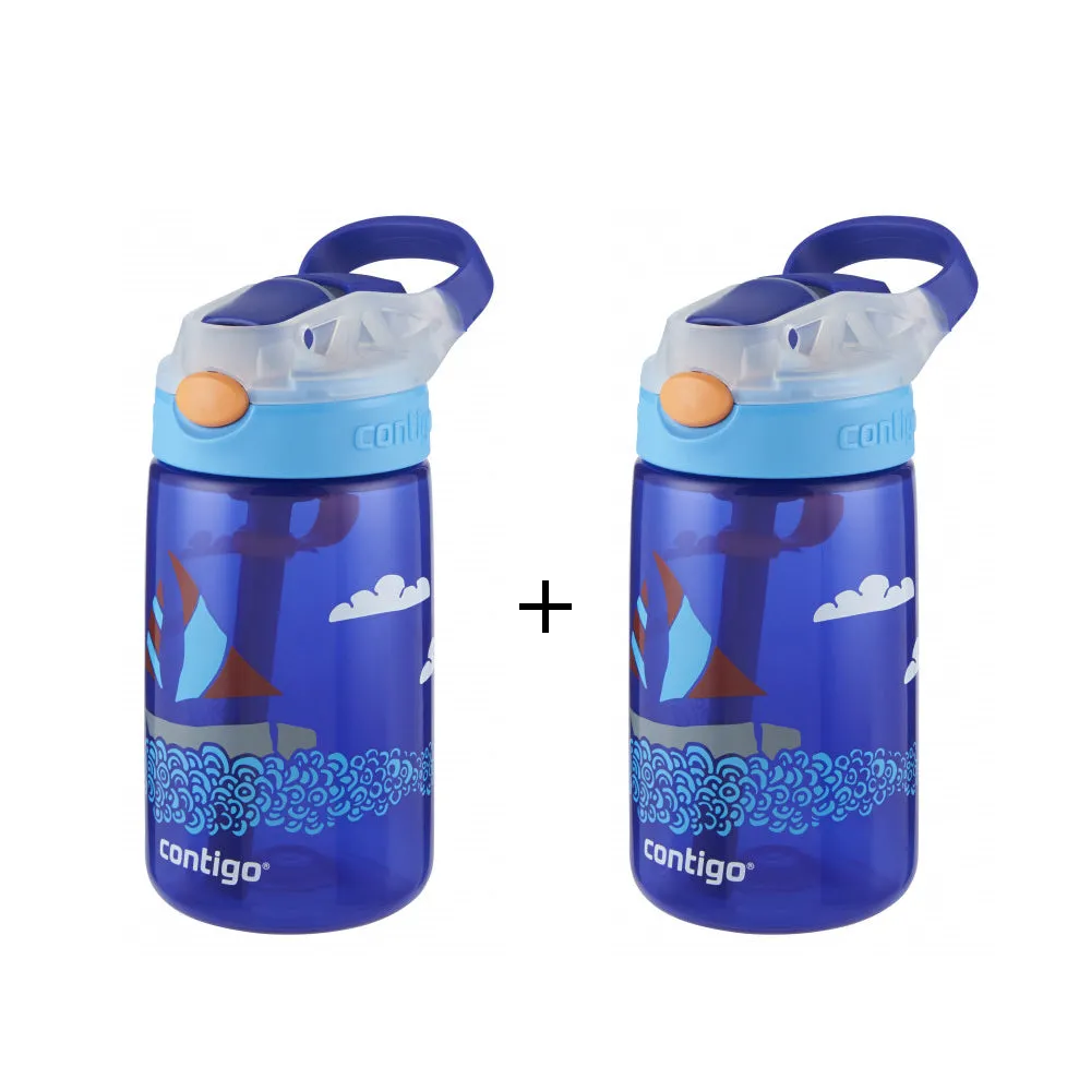 2 x Contigo Kids Gizmo Flip 'Autospout' Straw Bottle 420ml Summer Holiday