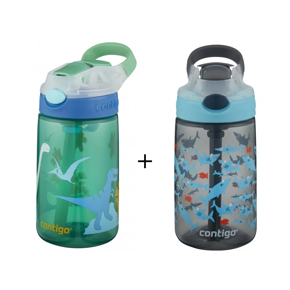 2 x Contigo Kids Gizmo Flip 'Autospout' Straw Bottle 420ml Summer Holiday