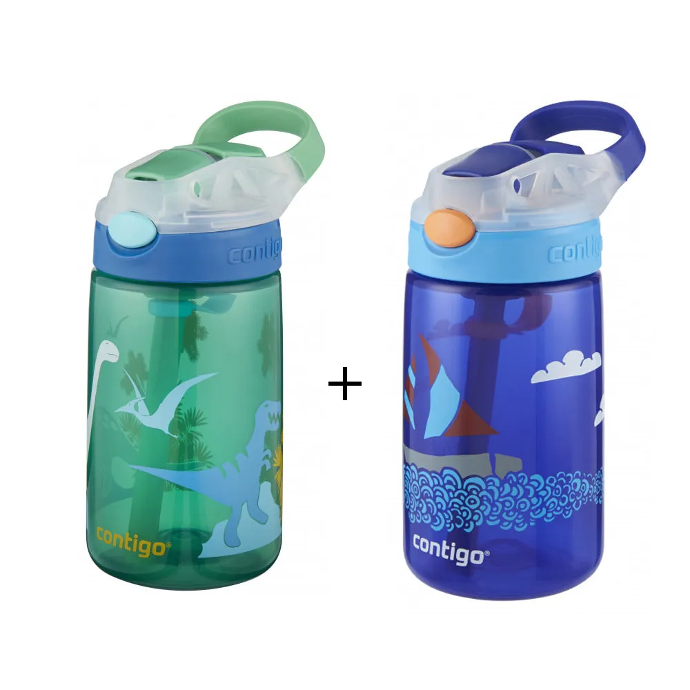 2 x Contigo Kids Gizmo Flip 'Autospout' Straw Bottle 420ml Summer Holiday