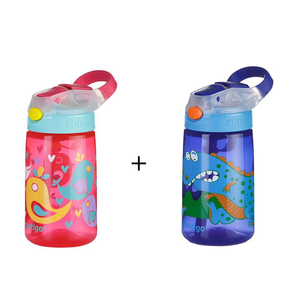 2 x Contigo Kids Gizmo Flip 'Autospout' Straw Bottle 420ml Summer Holiday