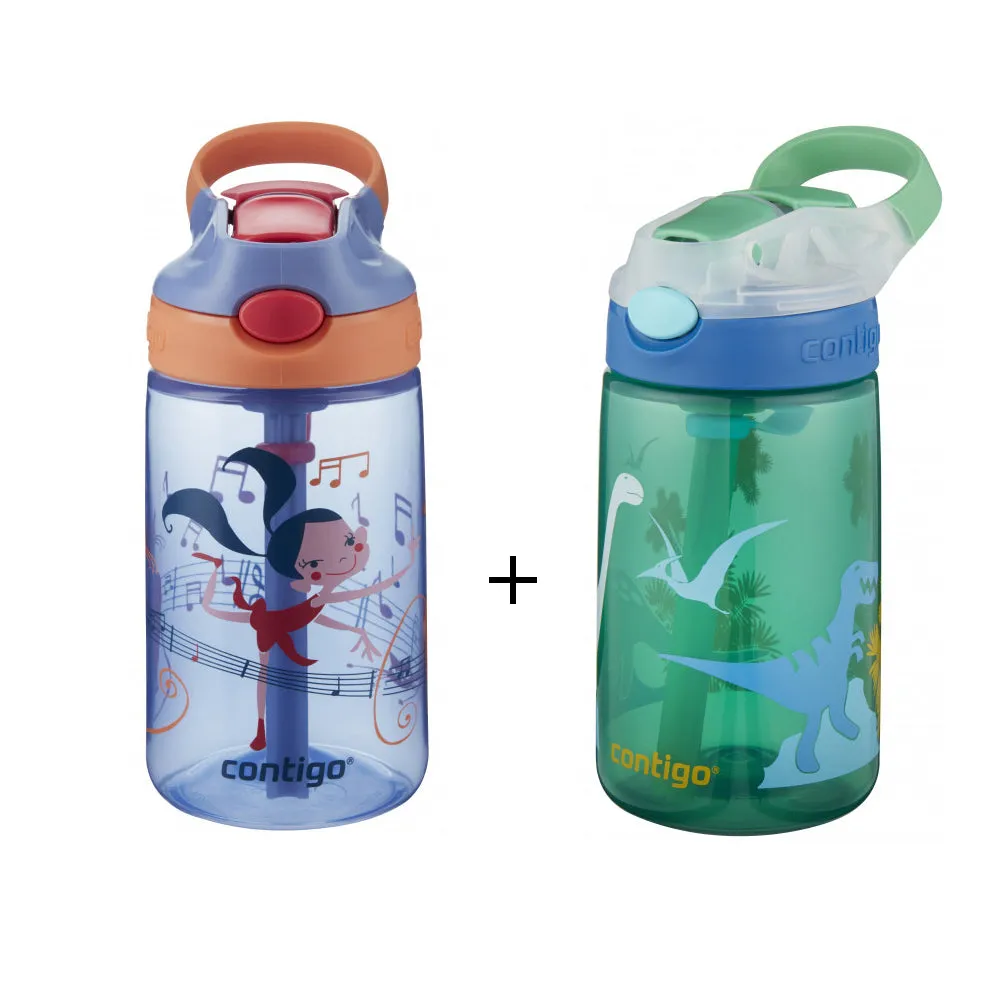 2 x Contigo Kids Gizmo Flip 'Autospout' Straw Bottle 420ml Summer Holiday