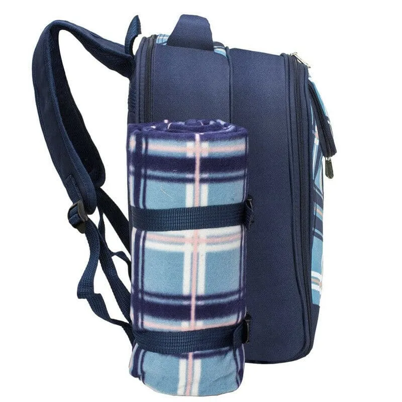 4-Person Picnic Bag Backpack with a Rug, Bottle Holder & Accessories