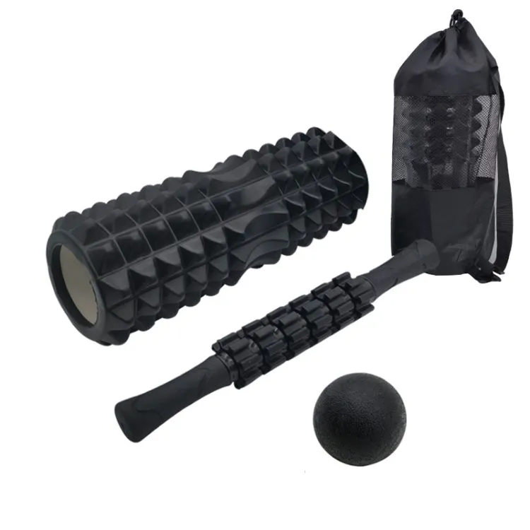 4pcs/set Crescent Hollow Foam Roller Yoga Column Set Fitness Muscle Relaxation Massager Set(45cm Black)