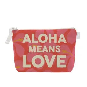 Aloha Means Love with Hibiscus Cosmetic Bag, Large