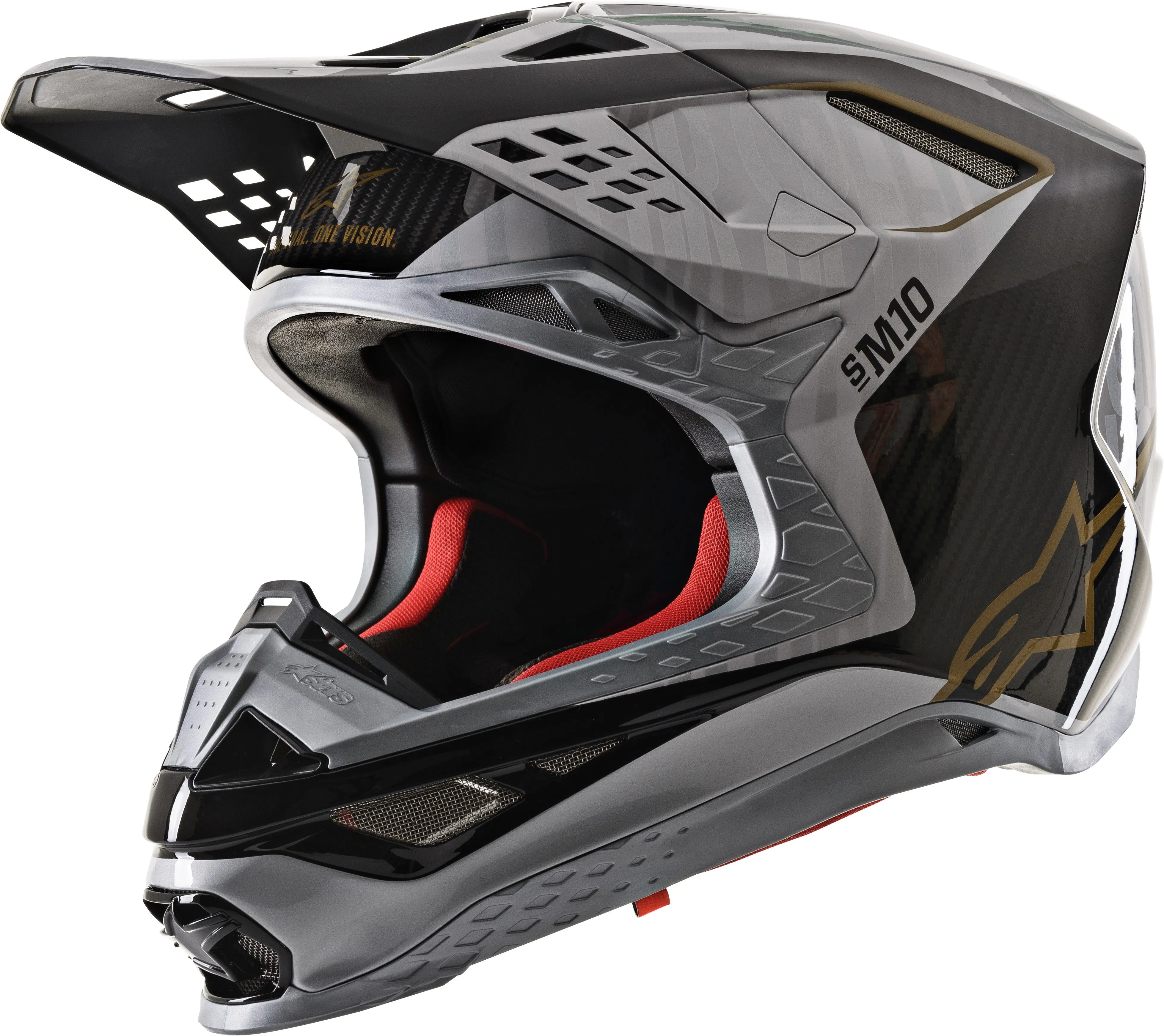 ALPINESTARS S.TECH S-M10 ALLOY HELMET SILVER/BLACK/CARBON/GOLD XL 8301720-1909-X