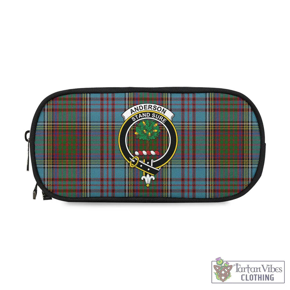 Anderson Tartan Pen and Pencil Case with Family Crest