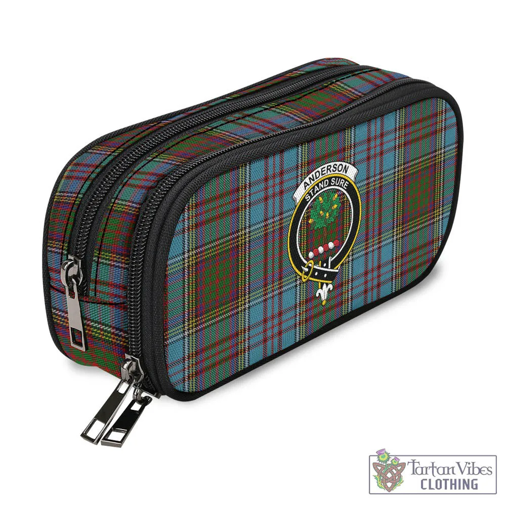 Anderson Tartan Pen and Pencil Case with Family Crest