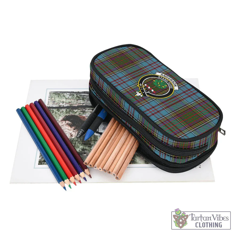 Anderson Tartan Pen and Pencil Case with Family Crest