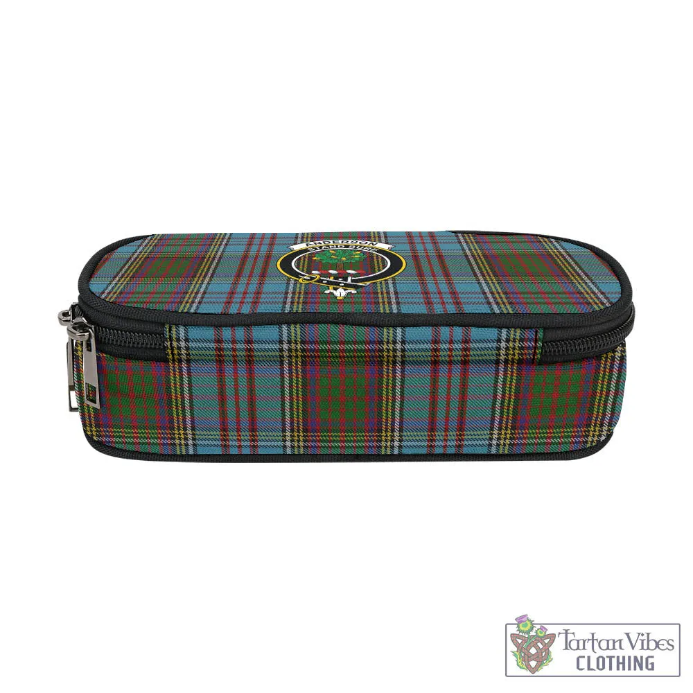 Anderson Tartan Pen and Pencil Case with Family Crest