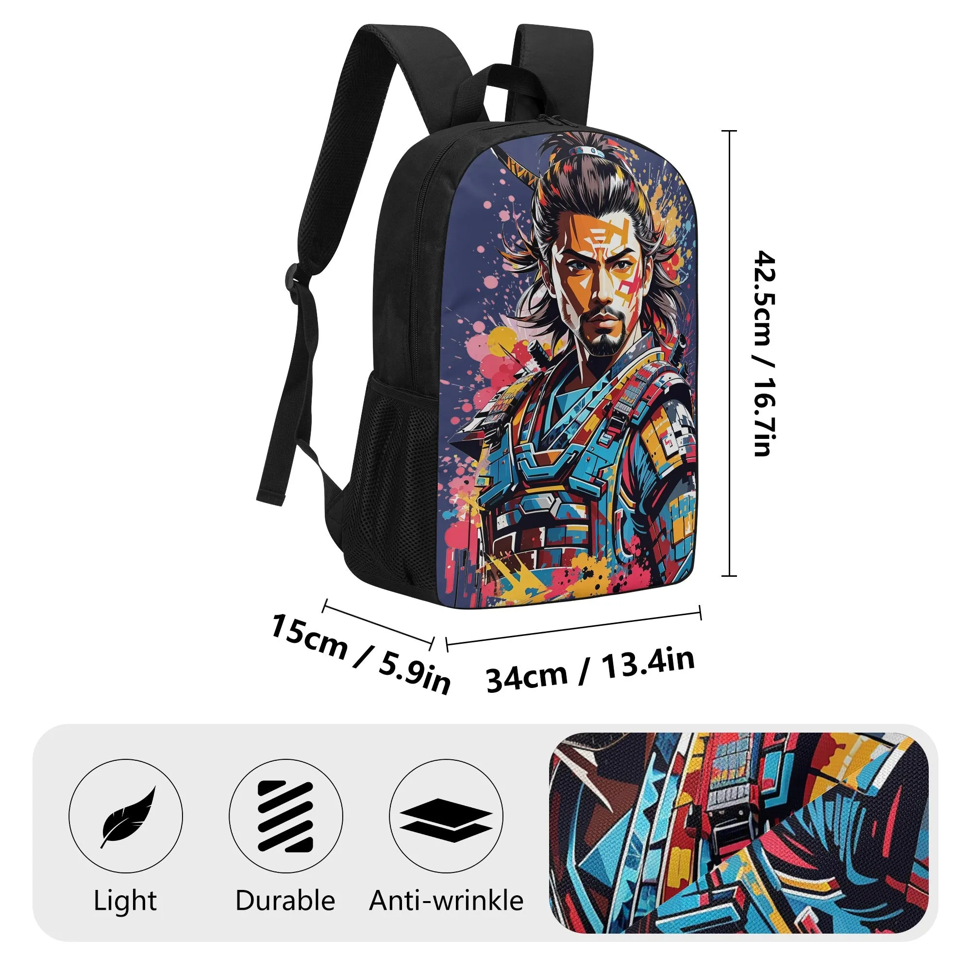 Anime book bag for teenagers of Middle school and High School | Trendy Fan Gear for Teenagers | Samurai Warrior