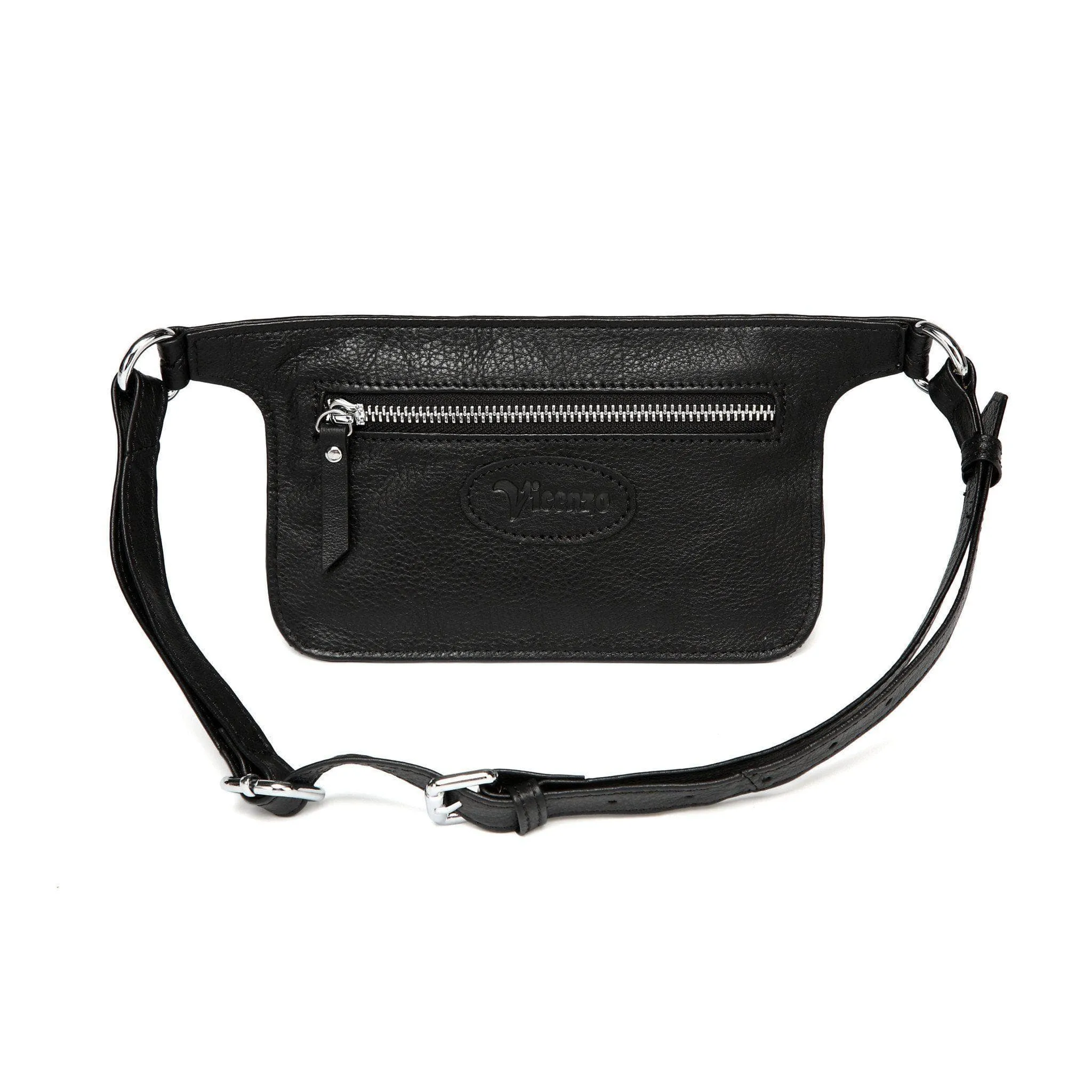 Arlette Studded Leather Waist Bag / Belt Bag - Black