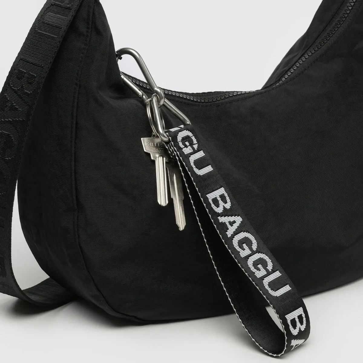 Baggu Logo Keychain in Black and White