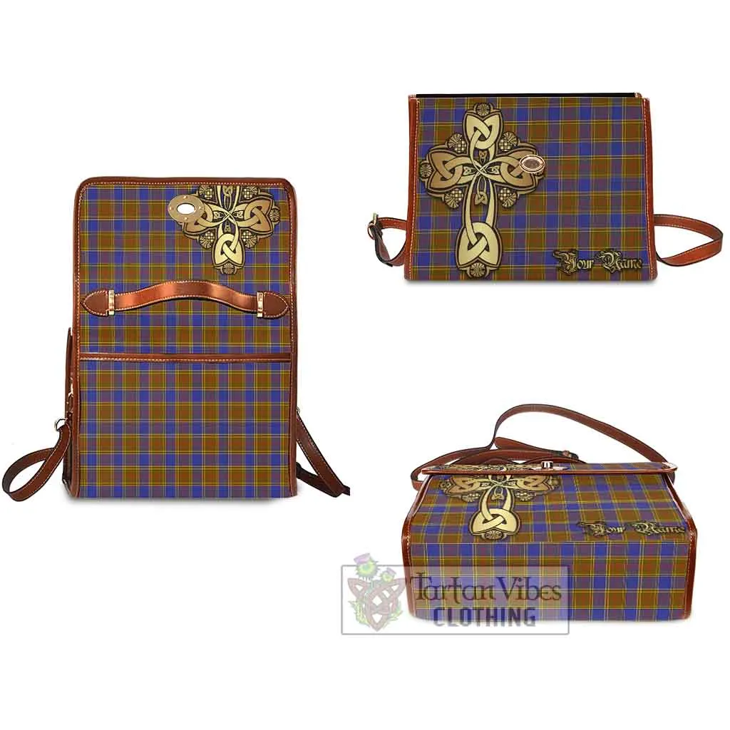 Balfour Tartan Waterproof Canvas Bag Golden Thistle Celtic Cross Style