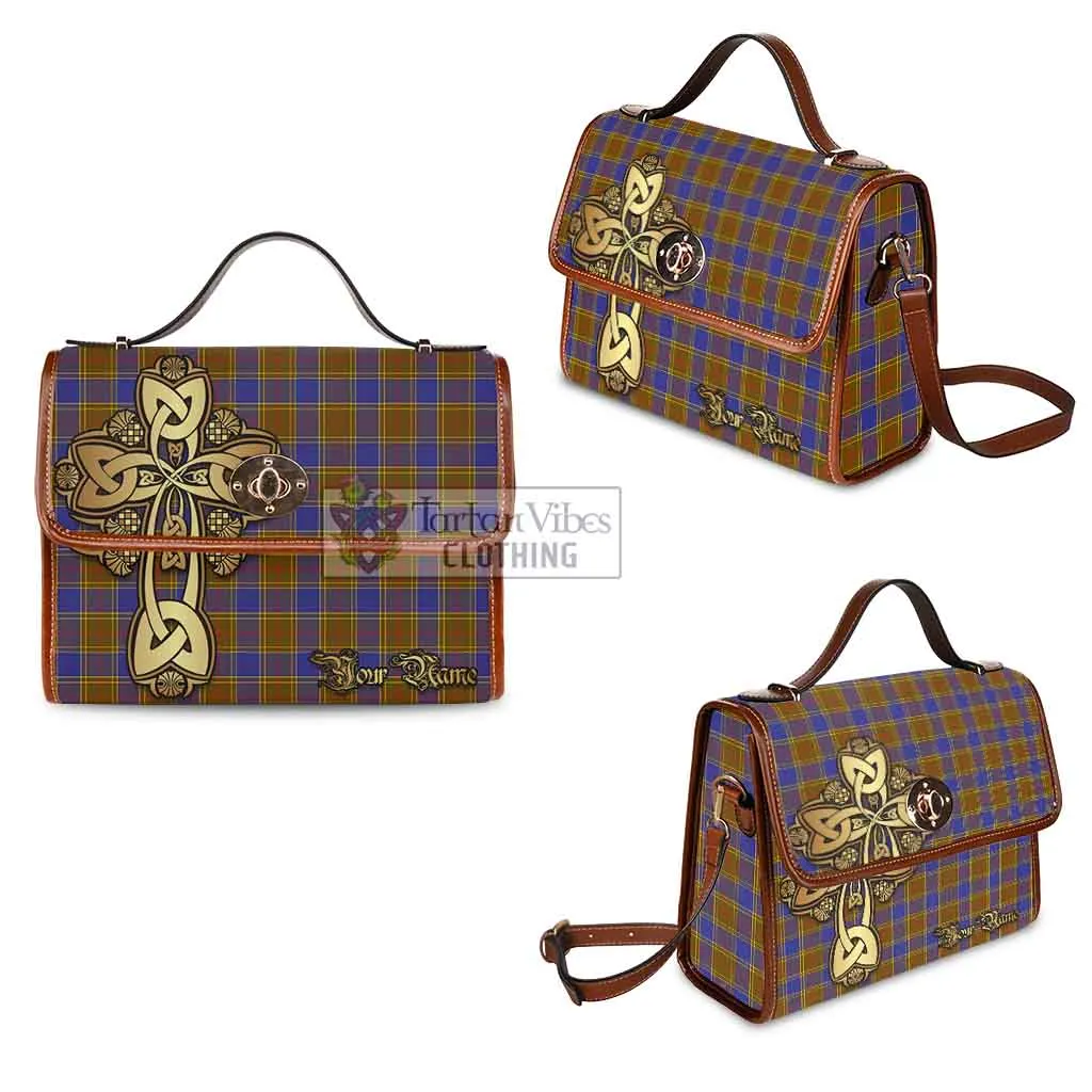 Balfour Tartan Waterproof Canvas Bag Golden Thistle Celtic Cross Style