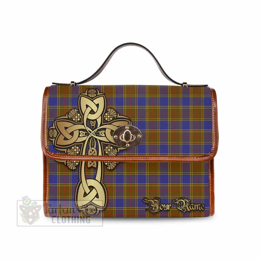 Balfour Tartan Waterproof Canvas Bag Golden Thistle Celtic Cross Style