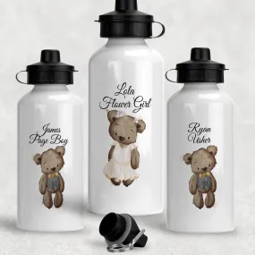 Bear Flower Girl Page Boy Personalised Wedding Aluminium Water Bottle 400/600ml