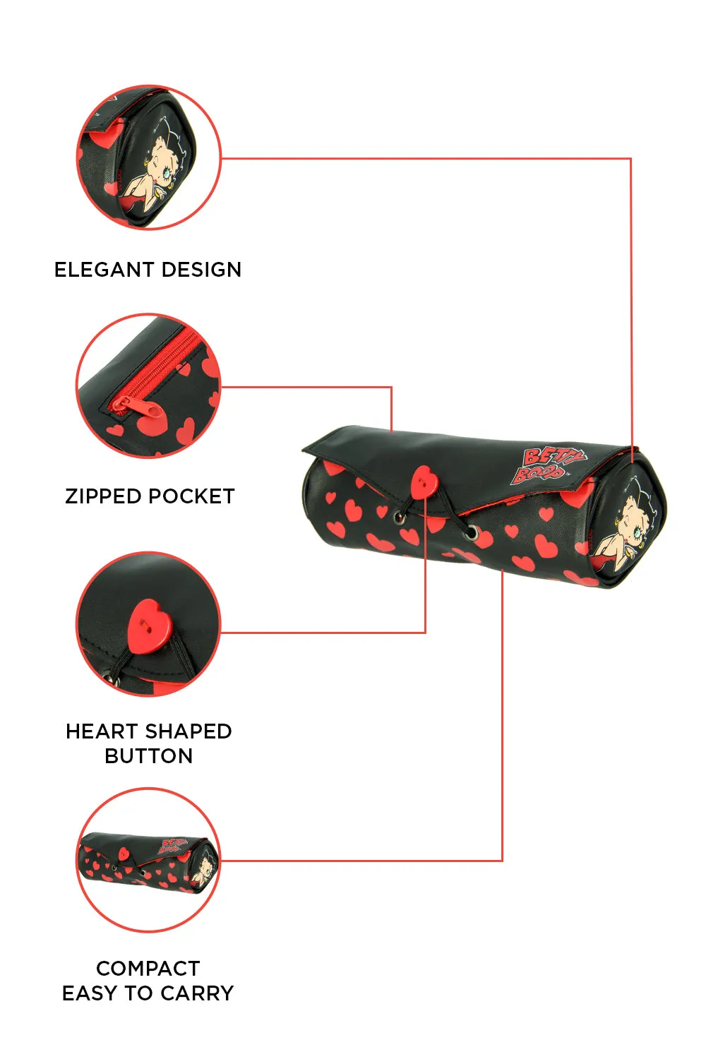 Betty Boop Red Heart Pencil Case