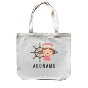 Birthday Sailor Girl In Ship With Wheel Addname Canvas Bag