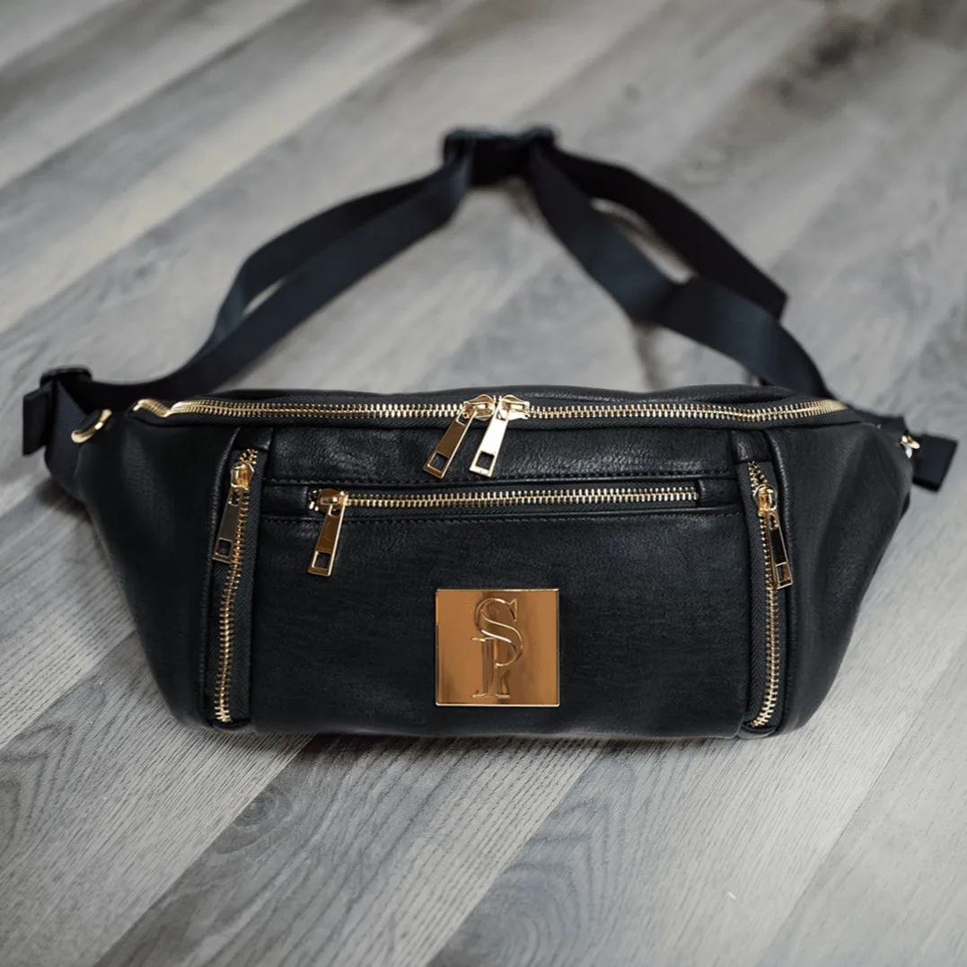 Black Leather Sling Bag