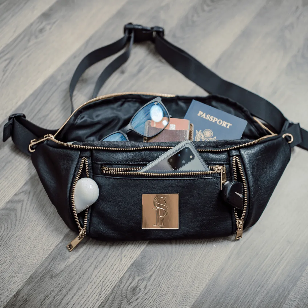 Black Leather Sling Bag