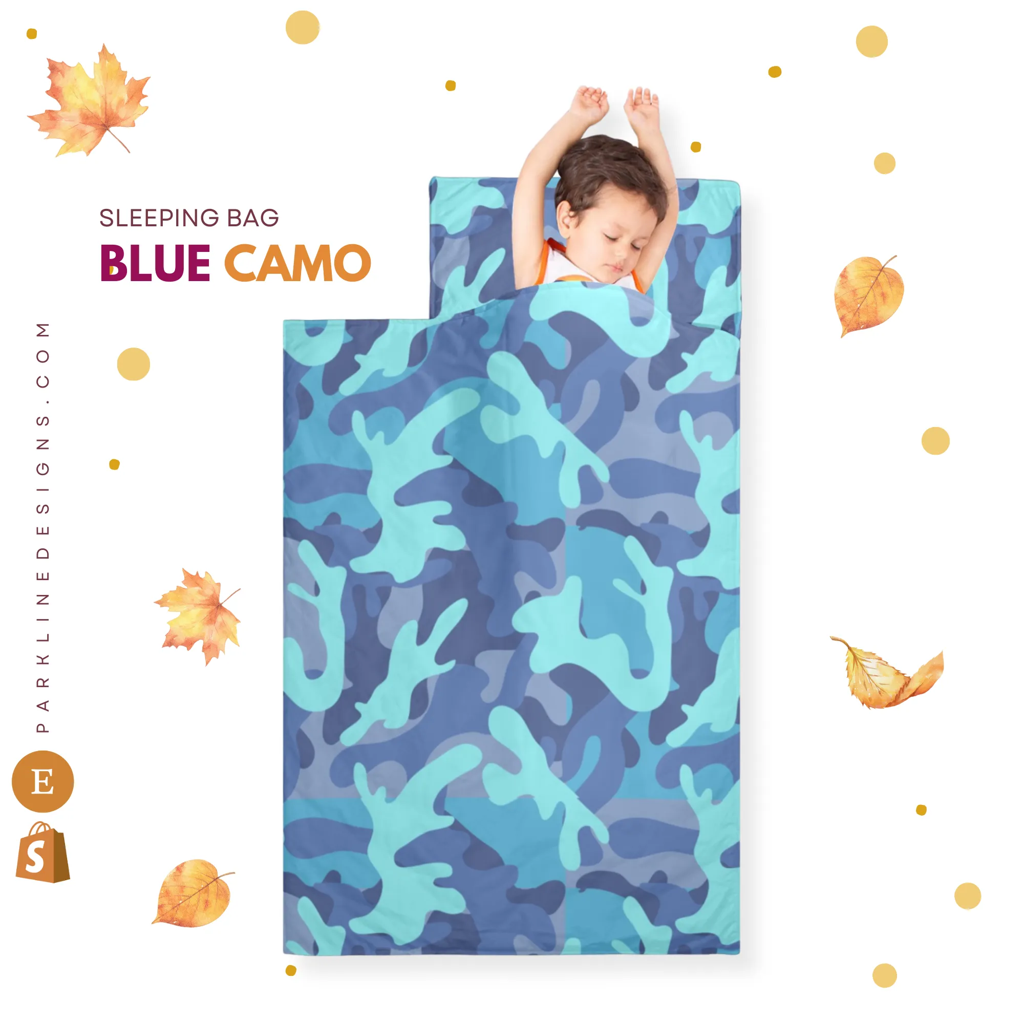 Blue Camo Kids' Long Sleeping Bag | A Catchy Blend of Comfort & Style | Lightweight and Durable Sleeping Bag for Kids