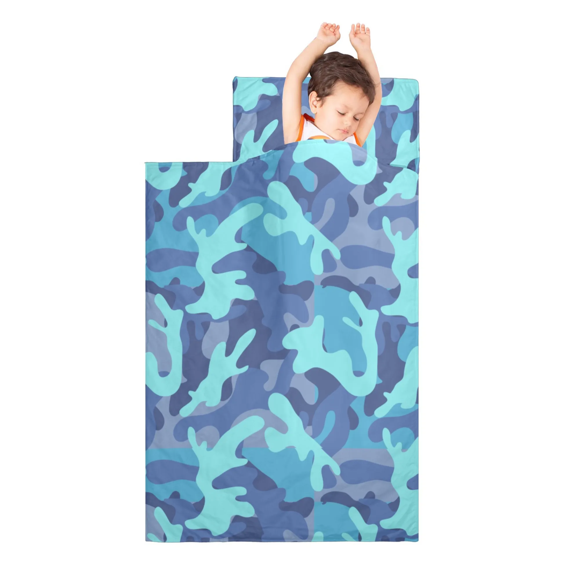 Blue Camo Kids' Long Sleeping Bag | A Catchy Blend of Comfort & Style | Lightweight and Durable Sleeping Bag for Kids