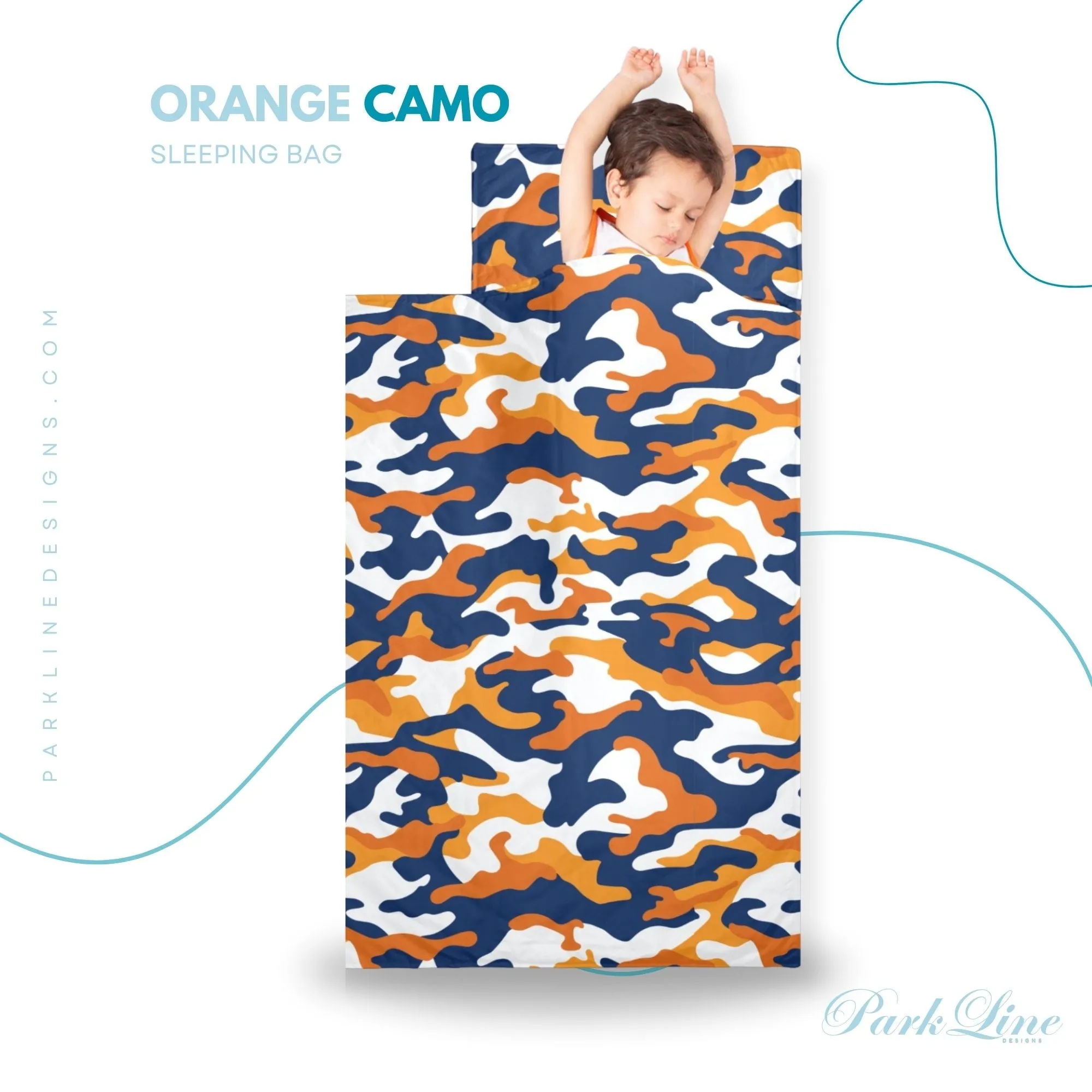 Blue Camo Kids' Long Sleeping Bag | A Catchy Blend of Comfort & Style | Lightweight and Durable Sleeping Bag for Kids