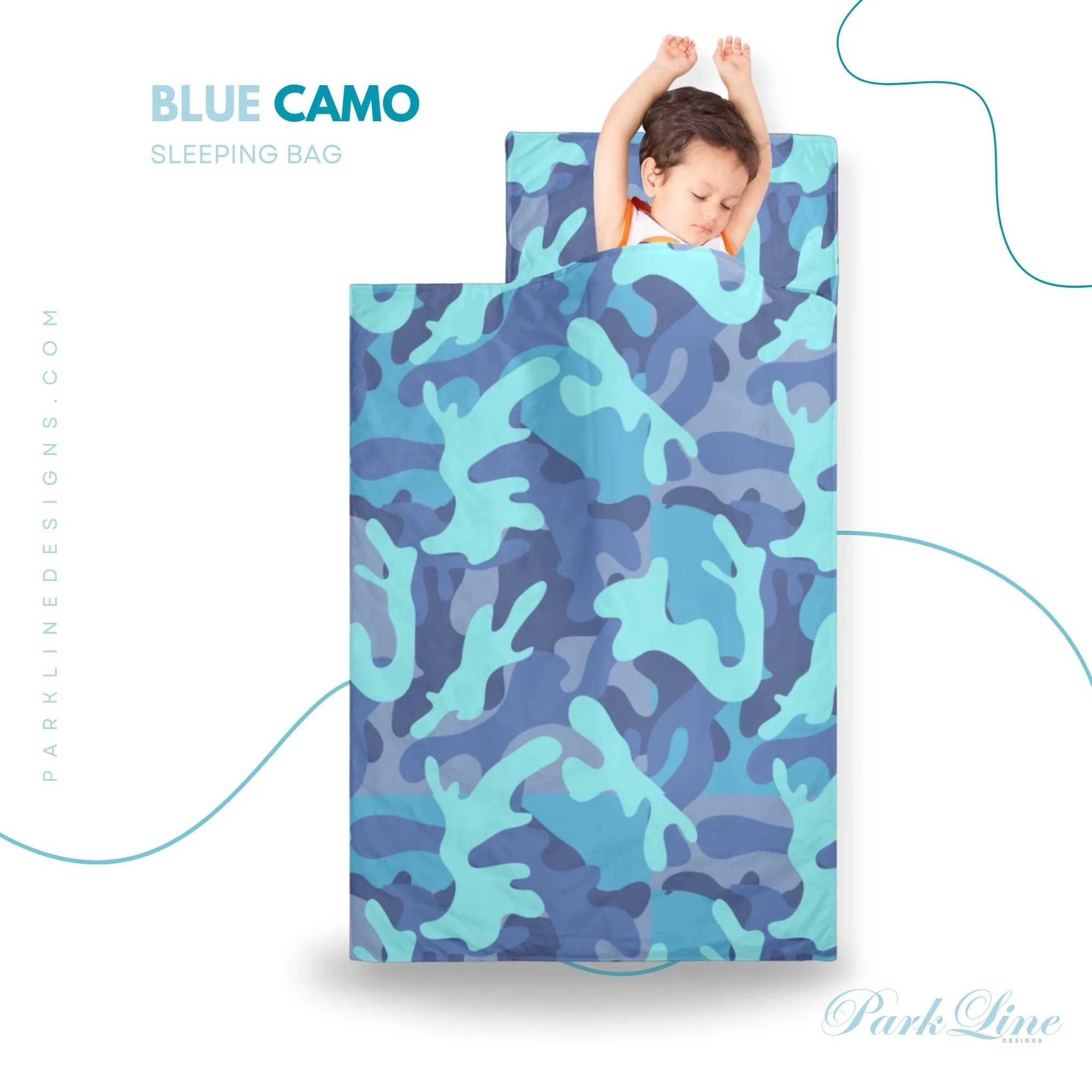 Blue Camo Kids' Long Sleeping Bag | A Catchy Blend of Comfort & Style | Lightweight and Durable Sleeping Bag for Kids