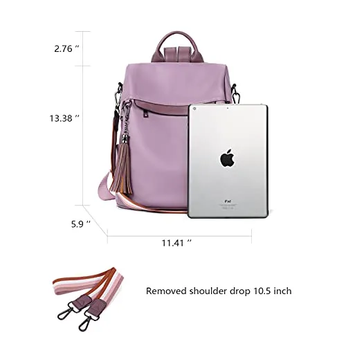 BROMEN Backpack Purse for Women Leather Anti-theft Travel Backpack Fashion Shoulder Bag Purple