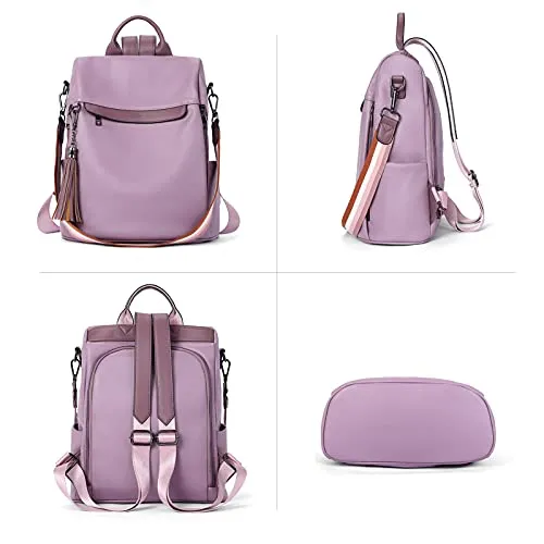 BROMEN Backpack Purse for Women Leather Anti-theft Travel Backpack Fashion Shoulder Bag Purple