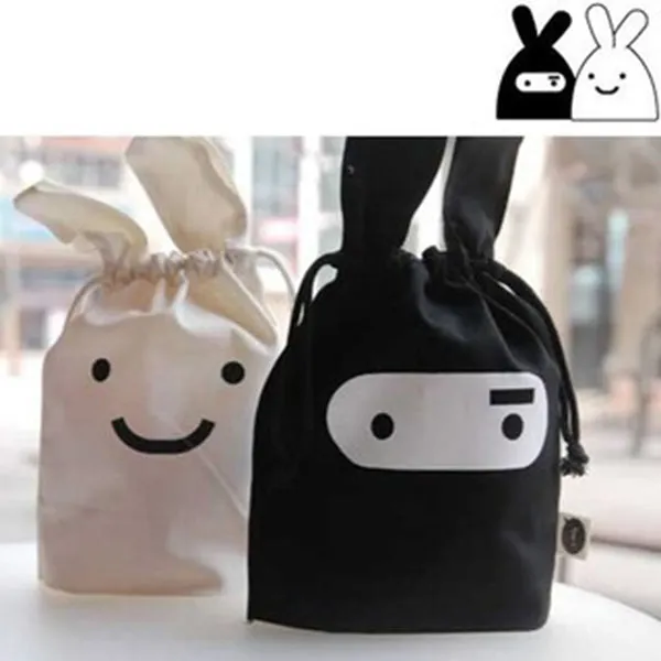 Bunny Ears Drawstring Bag - White