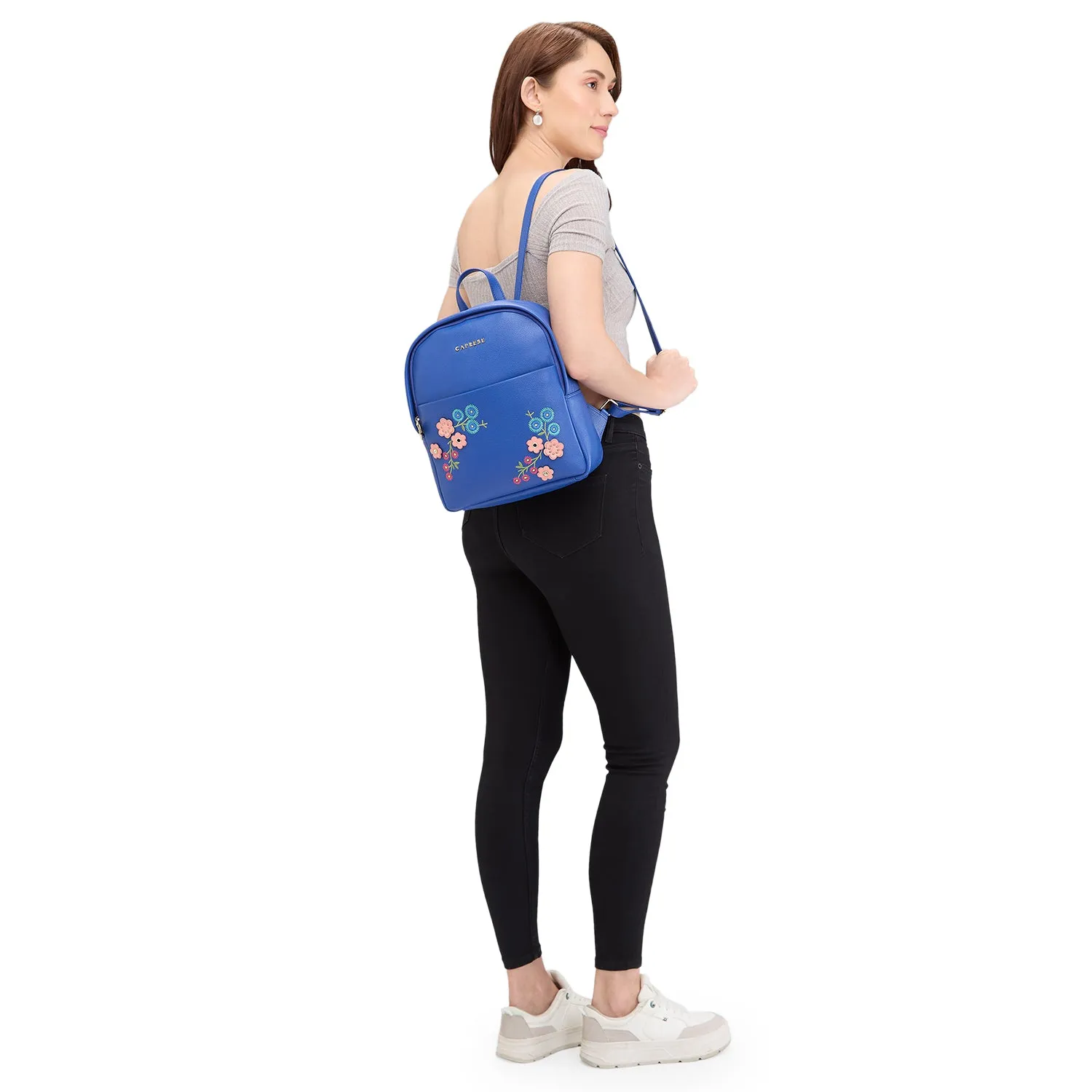 Caprese Erica Fashion Backpack Embroidery Medium Blue