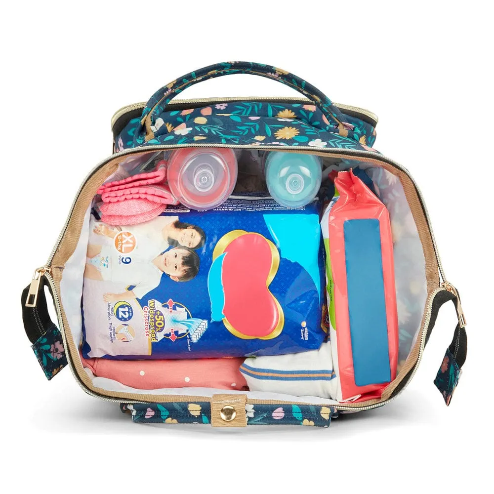 Chic Diaper Bag Backpack for New Parents (Capacity - 20L) , Night Bloom