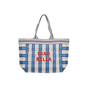 Ciao Bella Tote Bag Blue & White 56cm x 16cm x 34cm