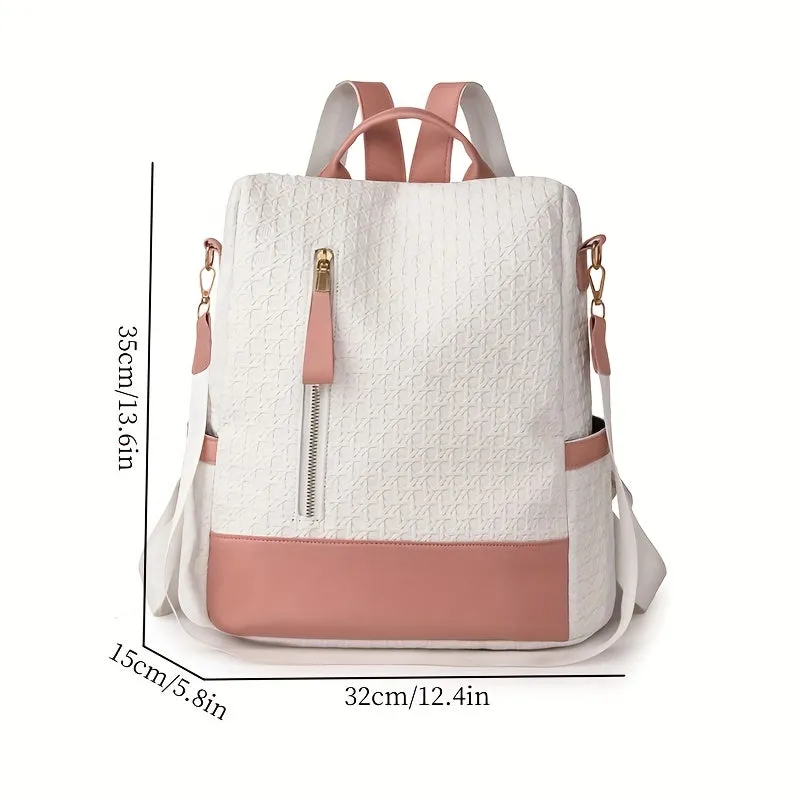 Colorblock Backpack Purse Antitheft Travel Schoolbag for Women