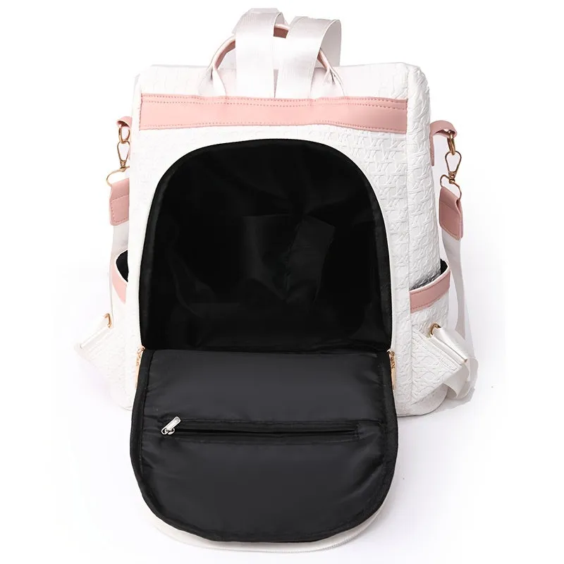 Colorblock Backpack Purse Antitheft Travel Schoolbag for Women