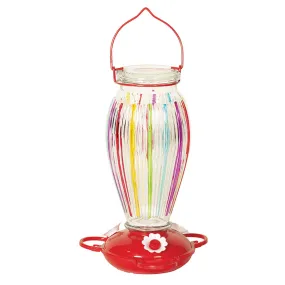 Colored Stripes Glass Hummingbird Feeder