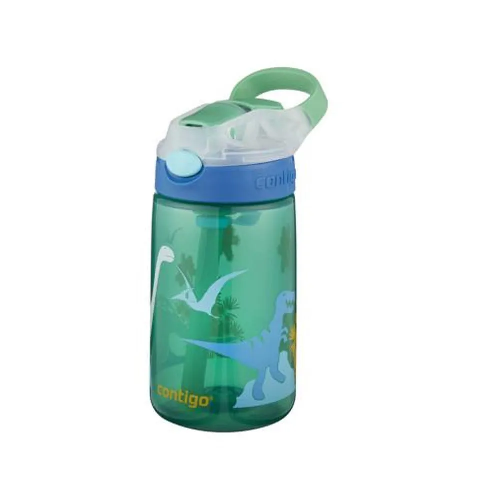 Contigo Kids Gizmo Flip 'Autospout' Straw Bottle 420ml - Green Jungle Dino