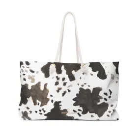 Cow Print Weekender Bag, Animal Print 24"x13" Large Size Oversized Tote Bag-Printed in USA