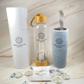 Crystal Infused Bamboo Water Bottle (Quartz) by Life Changing Energy