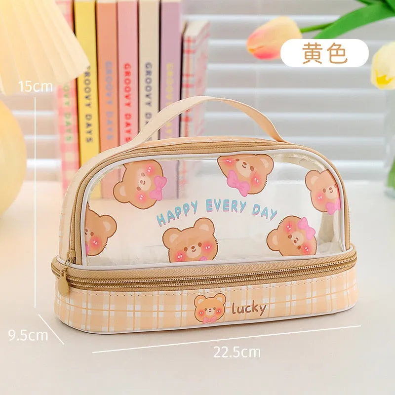 Cute Animals Transparent Pencil Case