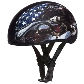 D6-USA D.O.T. Daytona Skull Cap with USA Flag and Eagle