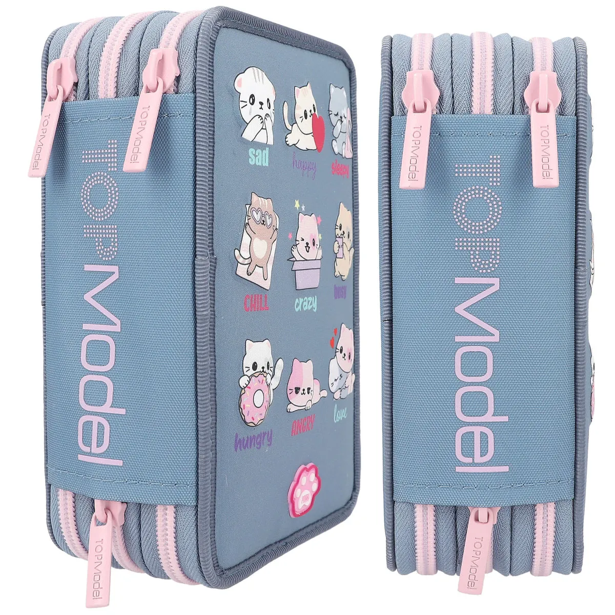 Depesche Topmodel Triple Pencil Case Led Cats Mood Barometer