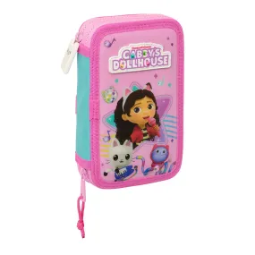 Double Pencil Case Gabby's Dollhouse Party Pink 12.5 x 19.5 x 4 cm 28 Pieces