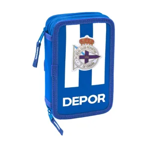 Double Pencil Case R. C. Deportivo de La Coruña Blue White 12.5 x 19.5 x 4 cm