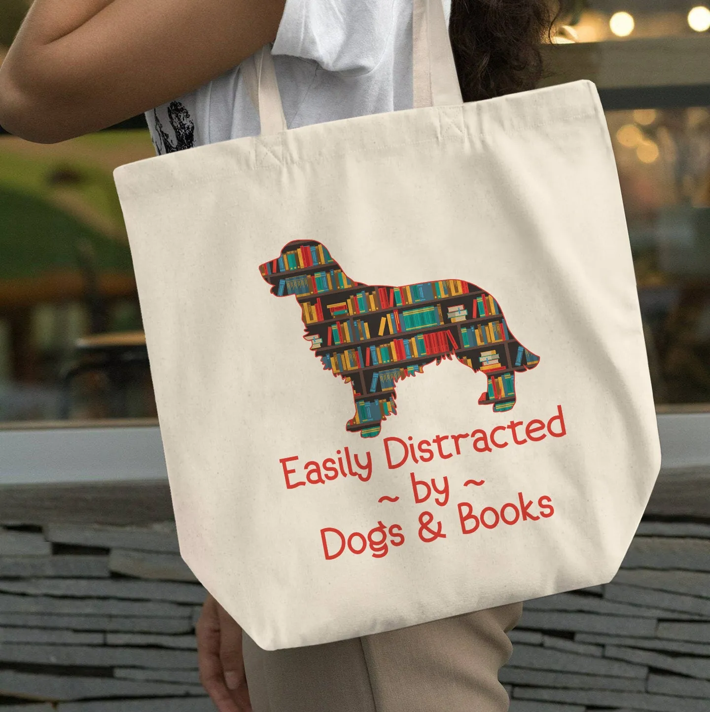 Easily Distracted By Dogs And Books Book Lovers Gift TBW31