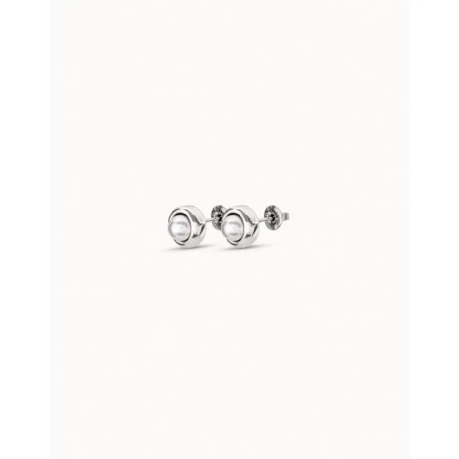 Ego White Crystal Pearl Shell Earrings