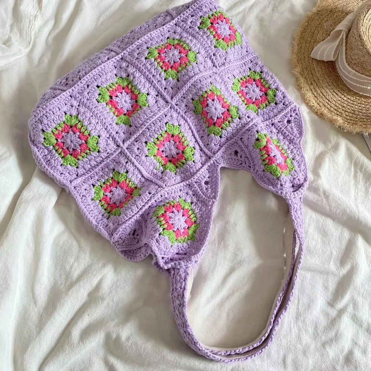 Elena Handbags Artsy Knitted Granny Square Tote