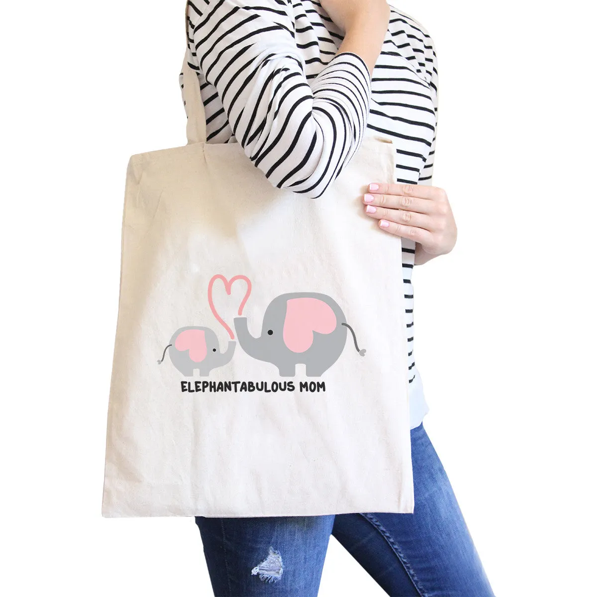 Elephantabulous Mom Natural Cute Design Funny Graphic Canvas Tote